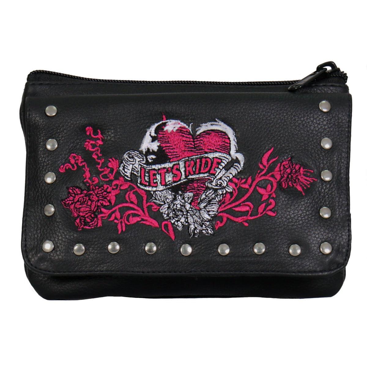 Hot Leathers Clip Pouch Embroidered Banner Heart - American Legend Rider