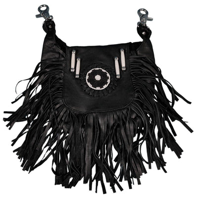Hot Leathers Soft Clip Pouch Purse With Fringe - American Legend Rider