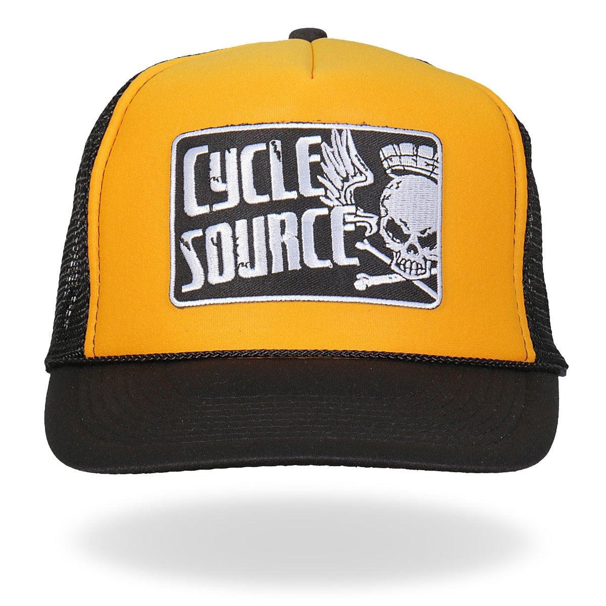 Hot Leathers Official Cycle Source Magazine Logo Gold And Black Trucker Hat - American Legend Rider