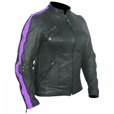 Vance Ladies Premium Leather Jacket with Scrunch Sides