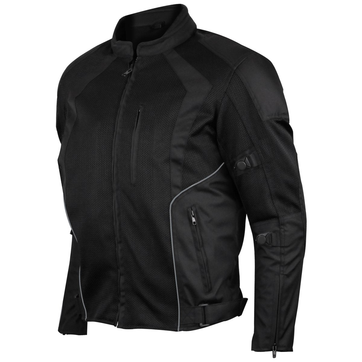 Vance Leather Men's Black Mesh Motorcycle Jacket with CE Armor