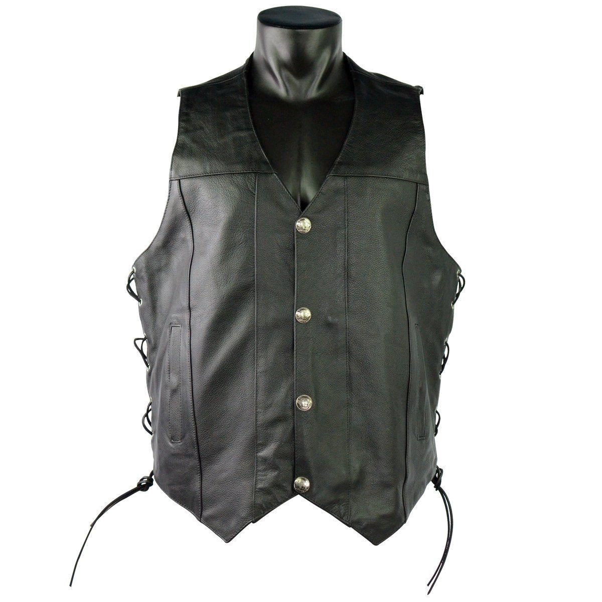 Vance Leather Premium Cowhide Vest with Buffalo Nickel Snaps and Gun Pocket