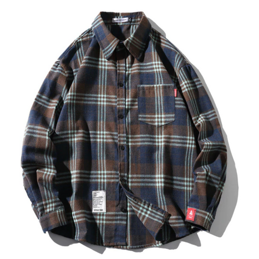 Men's Classic Plaid Flannel Shirt, Dark Blue