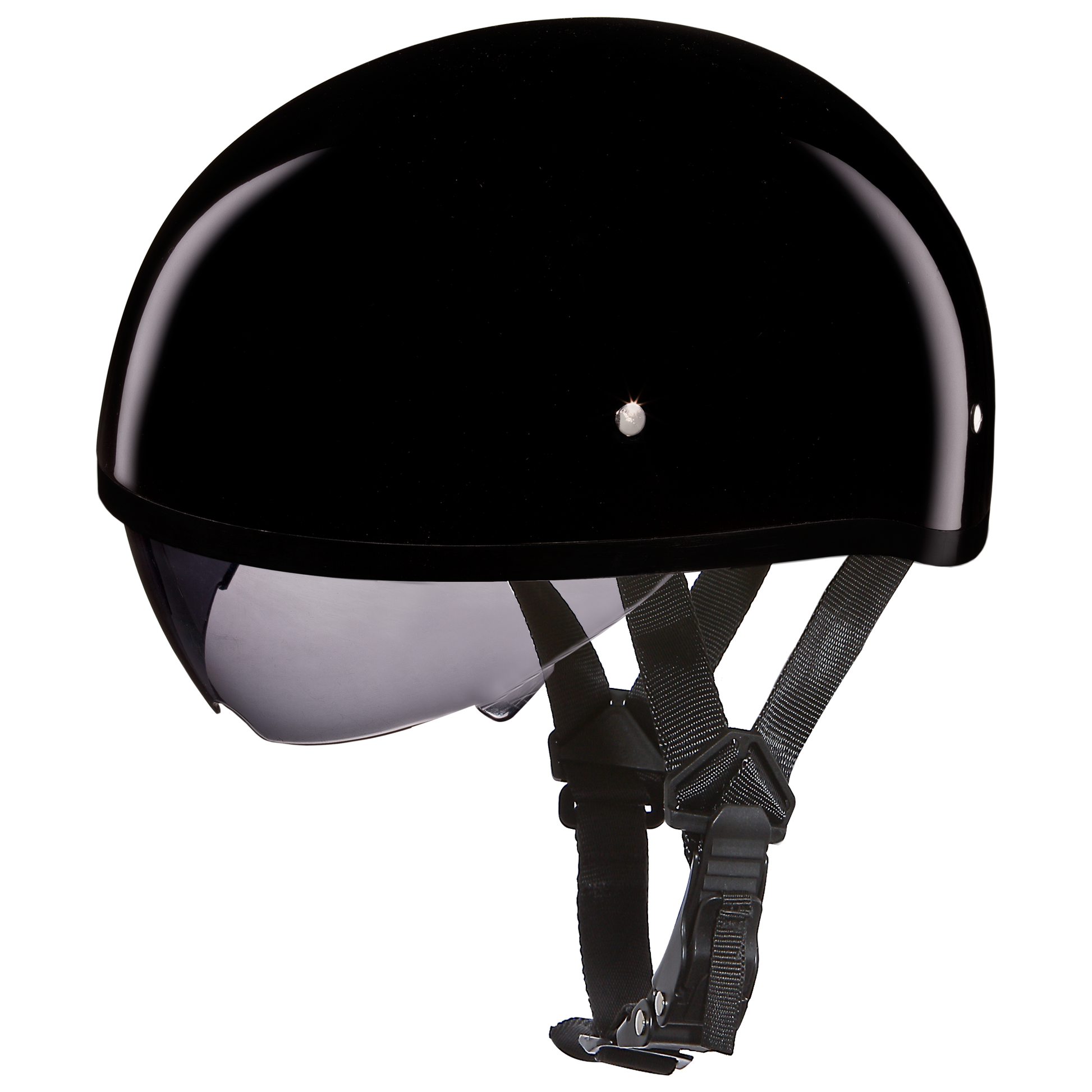 Daytona D.O.T Skull Cap Hi-Gloss Black Helmet with Inner Shield - American Legend Rider