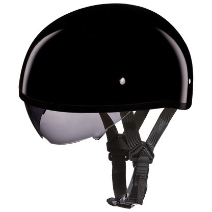 Daytona D.O.T Skull Cap Hi-Gloss Black Helmet with Inner Shield - American Legend Rider