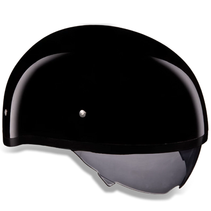 Daytona D.O.T Skull Cap Hi-Gloss Black Helmet with Inner Shield - American Legend Rider