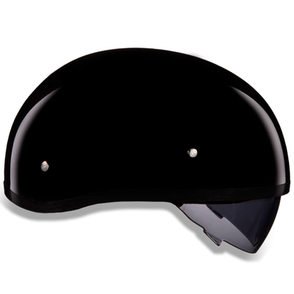 Daytona D.O.T Skull Cap Hi-Gloss Black Helmet with Inner Shield - American Legend Rider