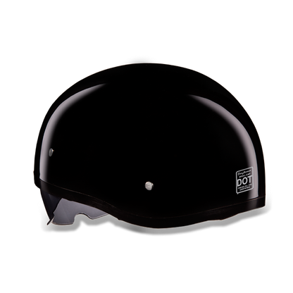 Daytona D.O.T Skull Cap Hi-Gloss Black Helmet with Inner Shield - American Legend Rider
