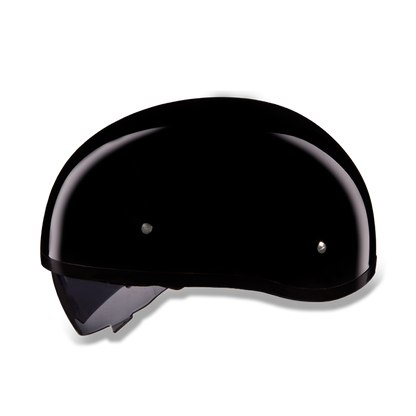 Daytona D.O.T Skull Cap Hi-Gloss Black Helmet with Inner Shield - American Legend Rider
