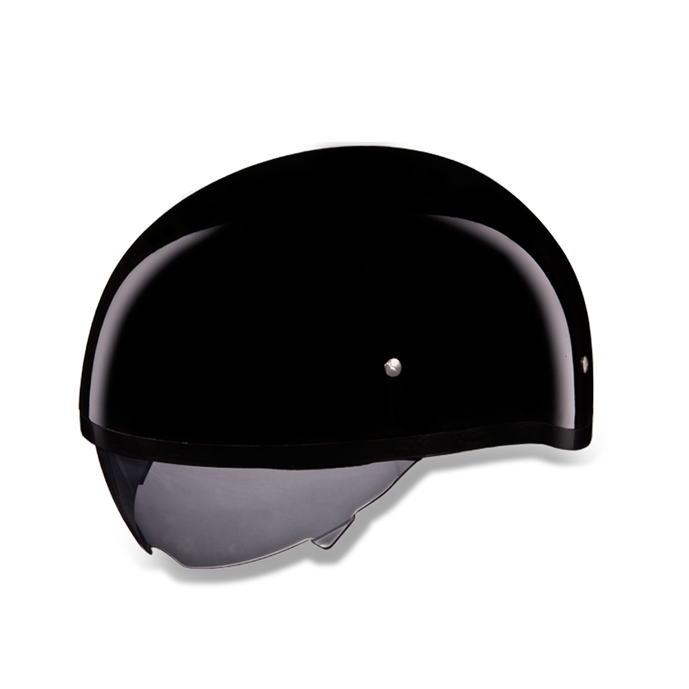 Daytona D.O.T Skull Cap Hi-Gloss Black Helmet with Inner Shield - American Legend Rider