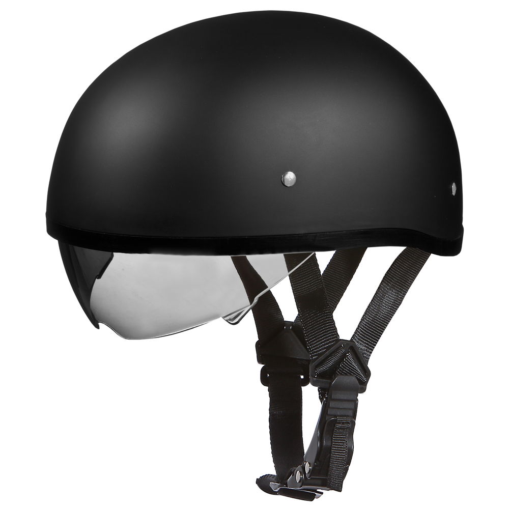 Daytona D.O.T. Skull Cap 1/2 Shell Motorcycle Helmet w/ Inner Shield, Dull Black