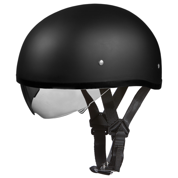 Daytona D.O.T. Skull Cap 1/2 Shell Motorcycle Helmet w/ Inner Shield, Dull Black