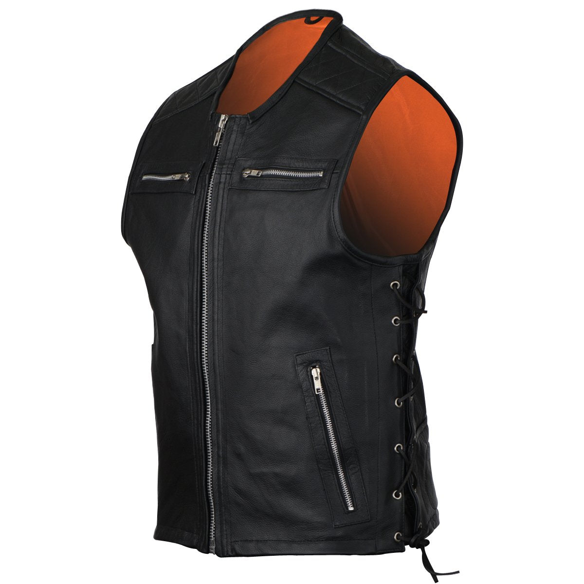 Vance Leather Men's Premium Padded Leather Vest