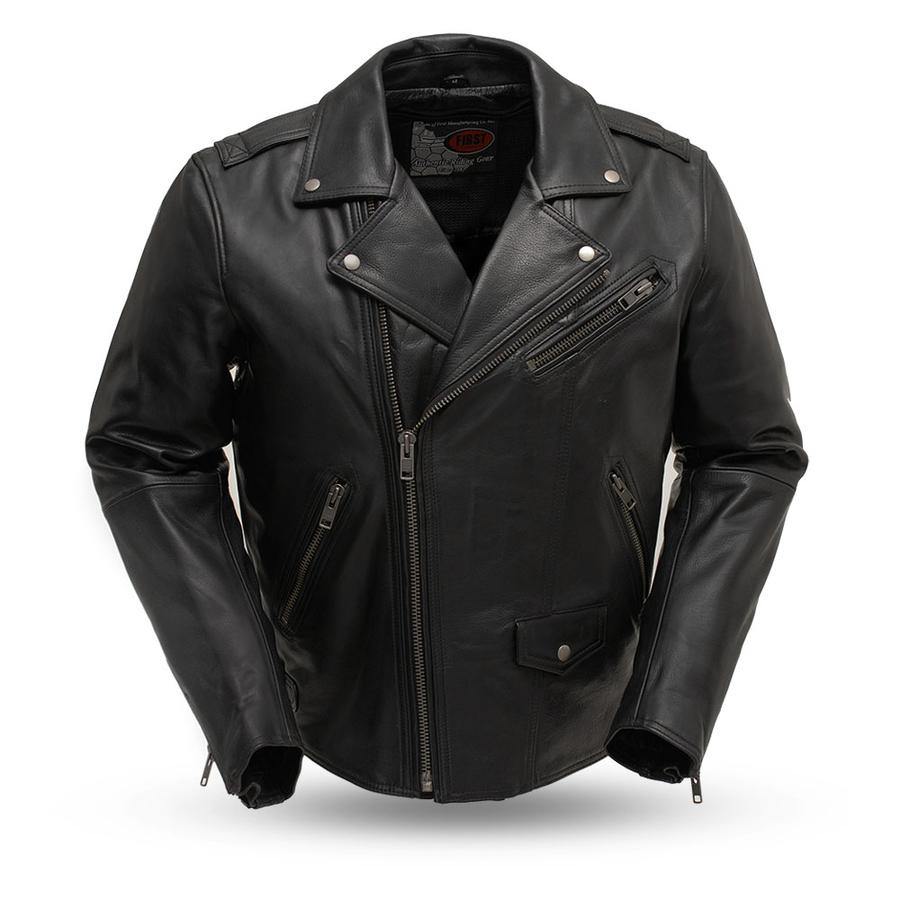 First Manufacturing Enforcer Motorcycle Black Leather Jacket | American ...