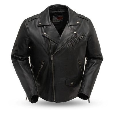 First Manufacturing Enforcer Motorcycle Black Leather Jacket - American Legend Rider