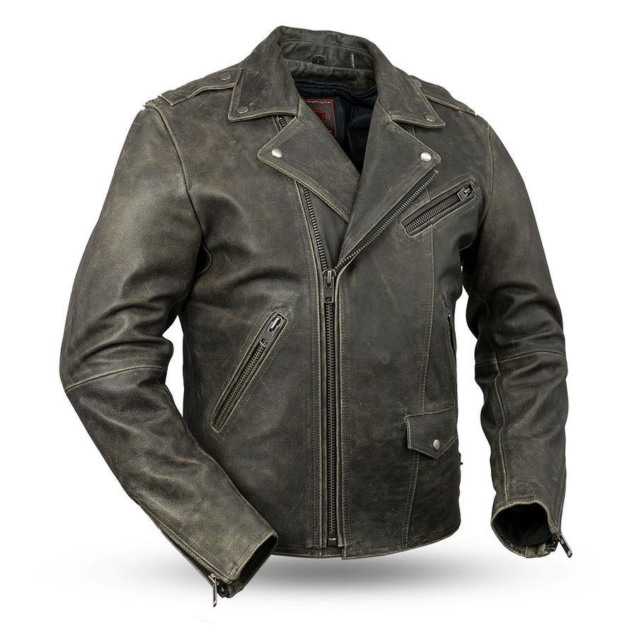 First Manufacturing Enforcer Motorcycle Black Leather Jacket - American Legend Rider