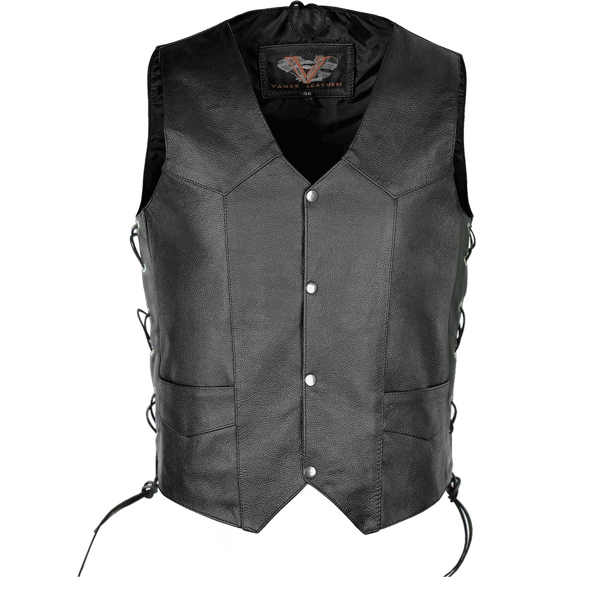 Vance Men's Premium Leather Lace Side Vest with Gun Pocket