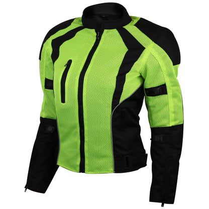 Vance Leather Women's Advanced 3-Season CE Armor Hi-Vis Mesh Motorcycle Jacket