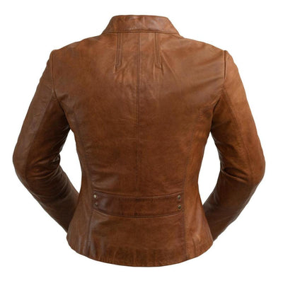 First Manufacturing Rexie - Women's Leather Jacket, Dark Cognac - American Legend Rider