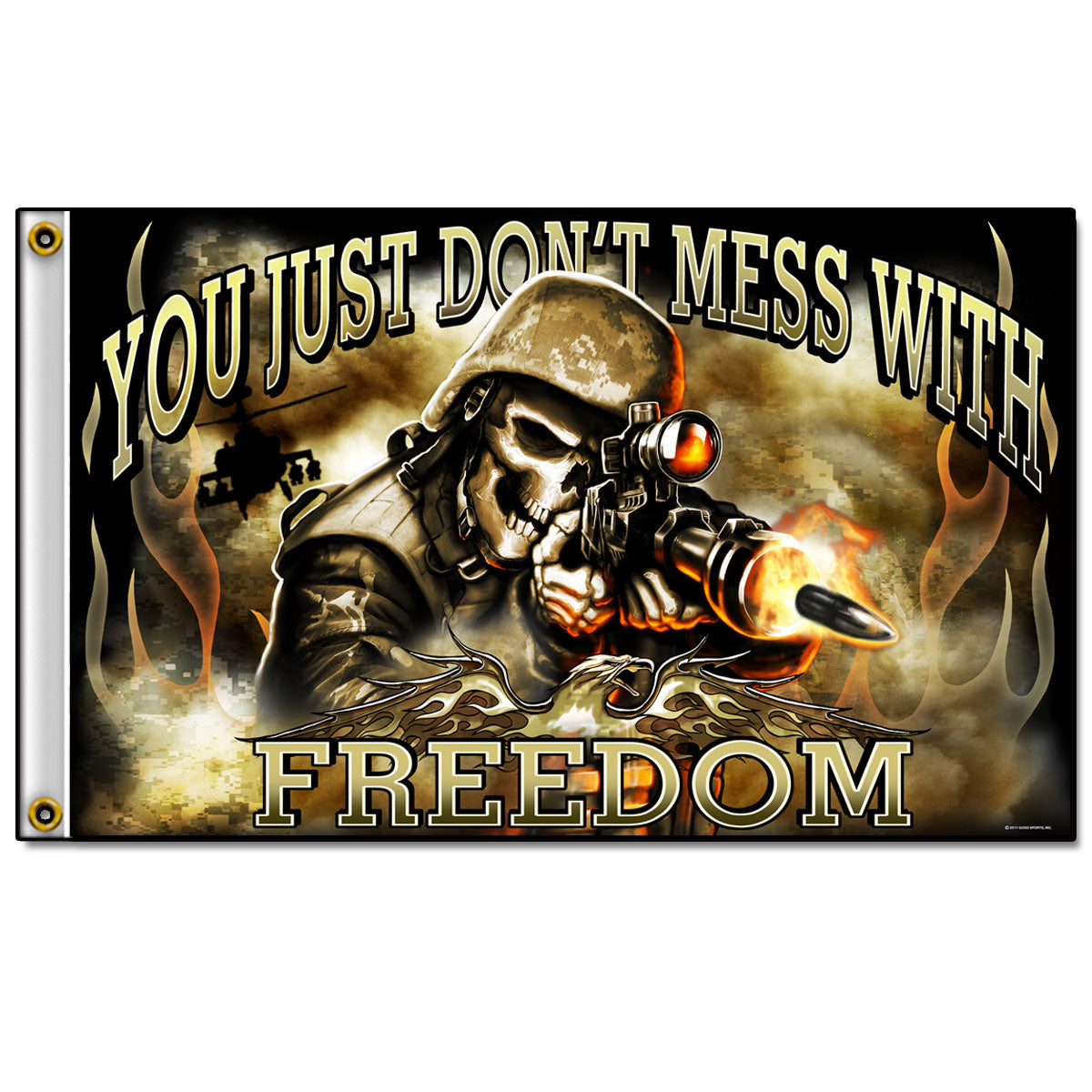 Hot Leathers FGA1046 Skull Soldier Flag