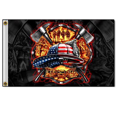 Hot Leathers Fire Fighter Flag - American Legend Rider