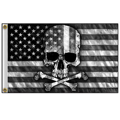 Hot Leathers Gray Skull Flag - American Legend Rider