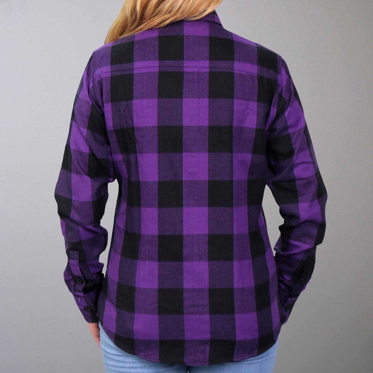 Hot Leathers Women's  Black And Purple Long Sleeve Flannel - American Legend Rider