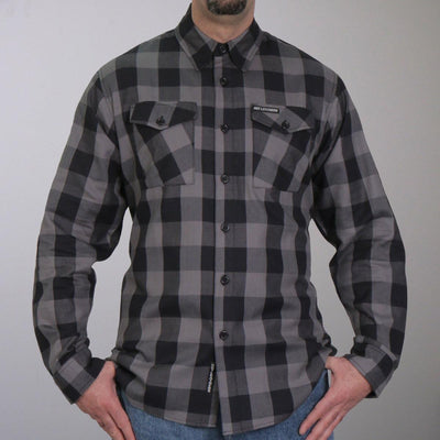 Hot Leathers Men's Black And Gray Long Sleeve Flannel - American Legend Rider