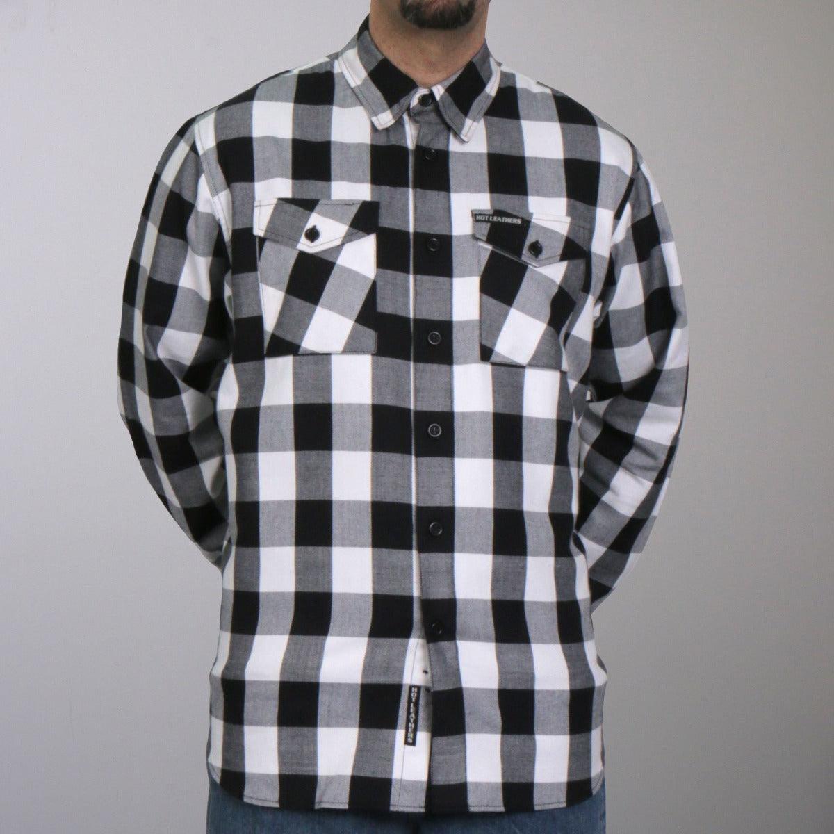 Hot Leathers Men's Black And White Long Sleeve Flannel - American Legend Rider