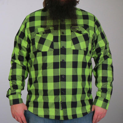 Hot Leathers Men's Black And Green Long Sleeve Flannel - American Legend Rider
