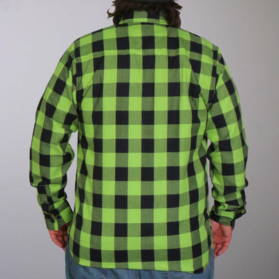 Hot Leathers Men's Black And Green Long Sleeve Flannel - American Legend Rider