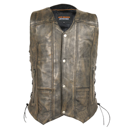 Vance Leather High Mileage Men's Distressed Brown 10 Pocket Vest