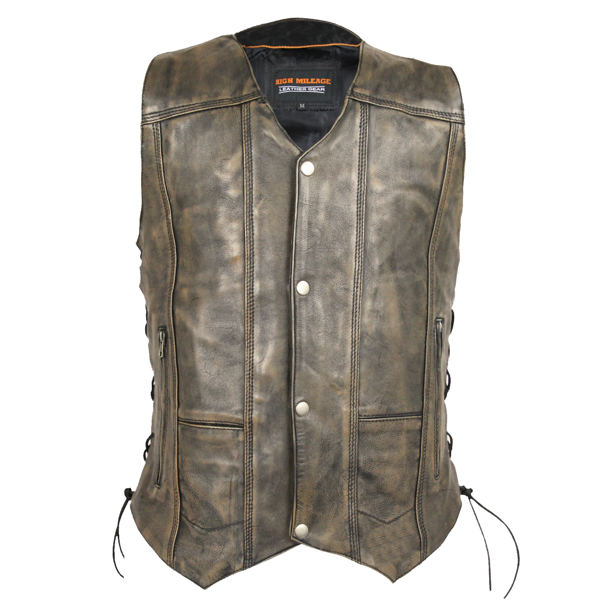 Vance Leather High Mileage Men's Distressed Brown 10 Pocket Vest