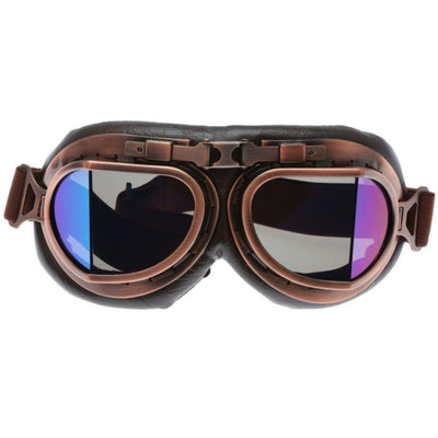 Vintage Aviator Motorcycle Goggles, One Size, Copper Color Frame, Multicolor Lens - American Legend Rider
