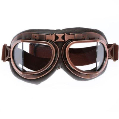 Vintage Aviator Motorcycle Goggles, One Size, Copper Color Frame, Clear Lens - American Legend Rider