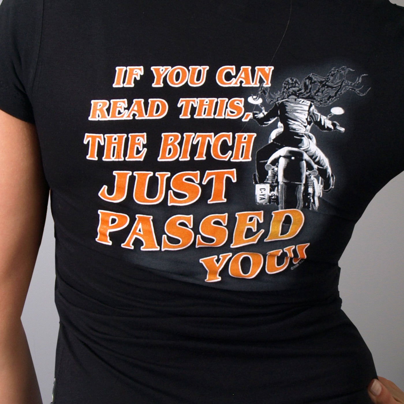 Hot Leathers GLD1053 'This Bitch Just Passed You' Black Ladies Tee