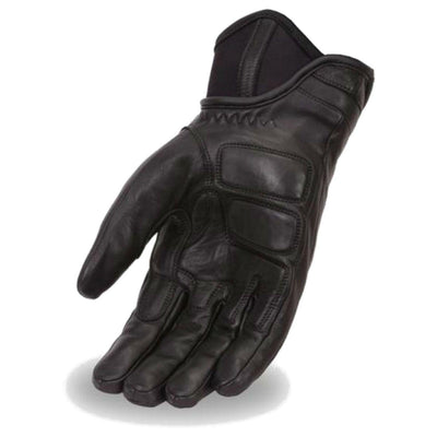 First Manufacturing Hipora Black Leather Driving Gloves w/ Gel Palm - American Legend Rider