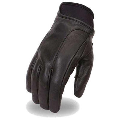 First Manufacturing Hipora Black Leather Driving Gloves w/ Gel Palm - American Legend Rider
