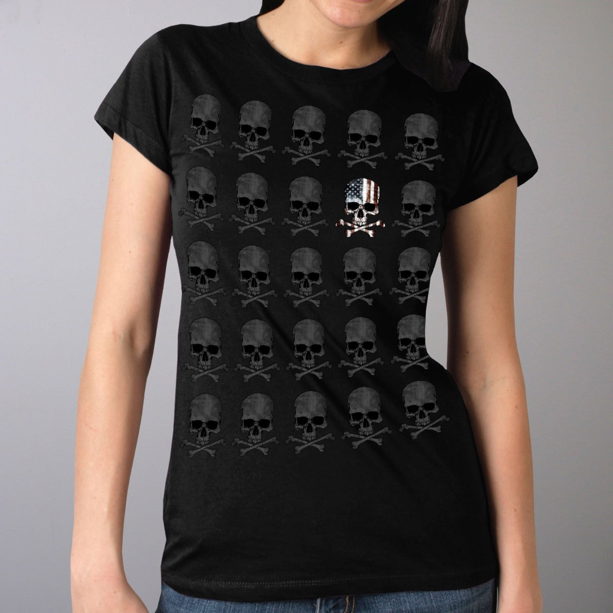Hot Leathers Women's Skull Pattern Full Cut Shirt