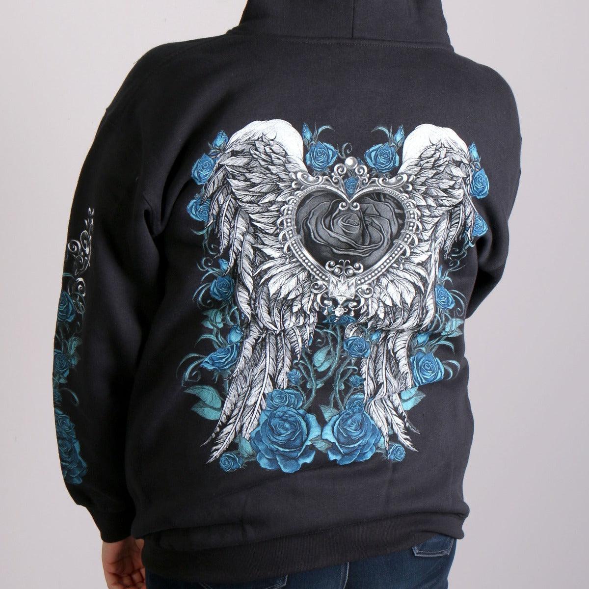 Hot Leathers Women's Angel Roses Zip Up Hooded Sweat Shirt - American Legend Rider