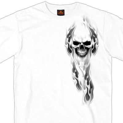 Hot Leathers Men's Ghost Skull Double Sided T-Shirt, White - American Legend Rider