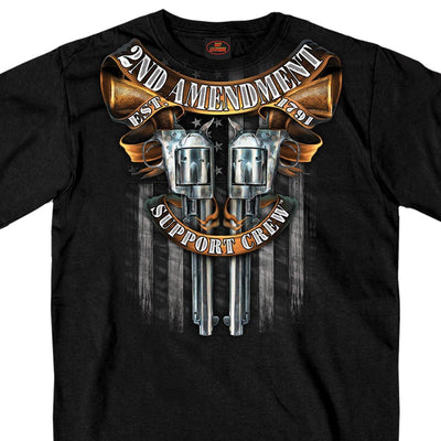 Hot Leathers Men's Crossed Pistols Short Sleeve Double Sided T-Shirt, Black - American Legend Rider