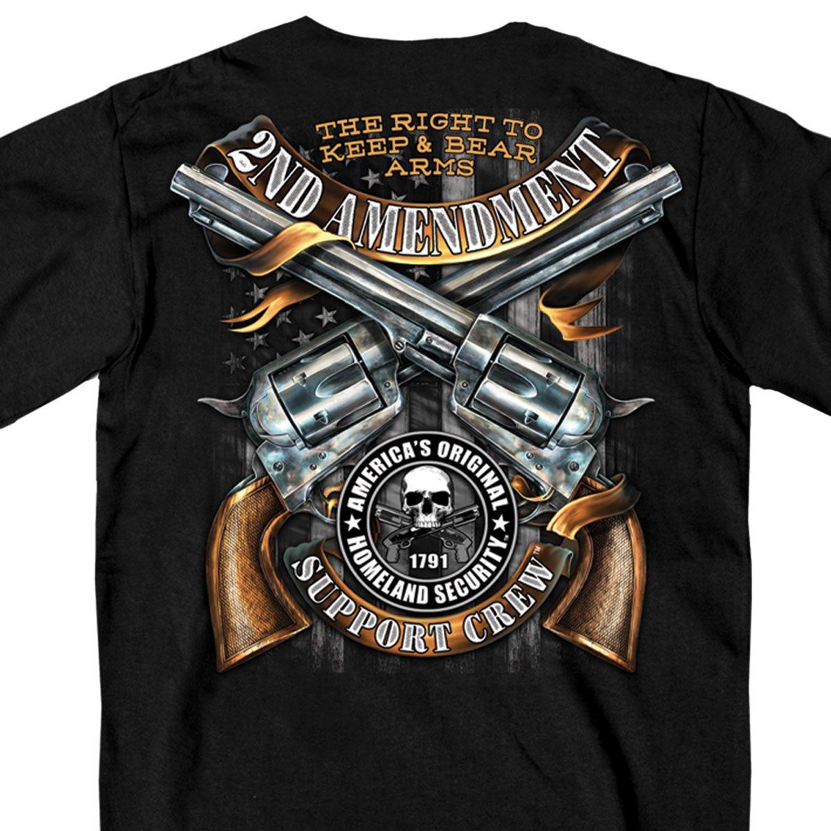 Hot Leathers Men's Crossed Pistols Short Sleeve Double Sided T-Shirt, Black - American Legend Rider