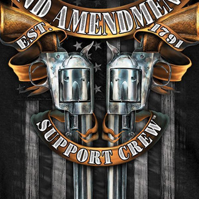Hot Leathers Men's Crossed Pistols Short Sleeve Double Sided T-Shirt, Black - American Legend Rider