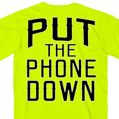 Hot Leathers Put The Phone Down T-Shirt, Safety Green - American Legend Rider