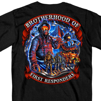 Hot Leathers Men's Brotherhood Of First Responders Fireman T-Shirt, Black - American Legend Rider