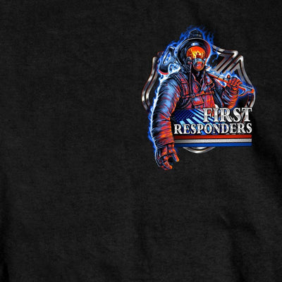 Hot Leathers Men's Brotherhood Of First Responders Fireman T-Shirt, Black - American Legend Rider