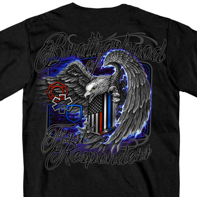 Hot Leathers Men's Brotherhood Of First Responders Eagle T-Shirt, Black - American Legend Rider