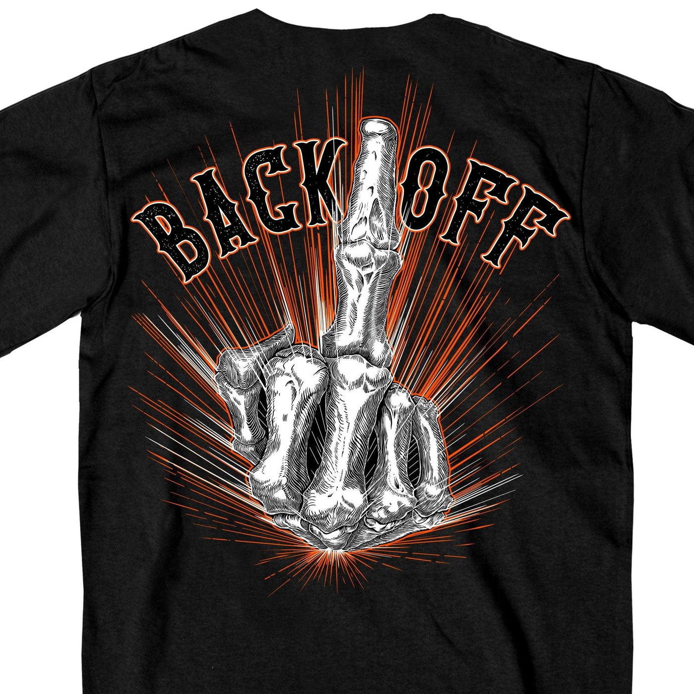 Hot Leathers Men's Back Off Bone Finger T-Shirt, Black - American Legend Rider