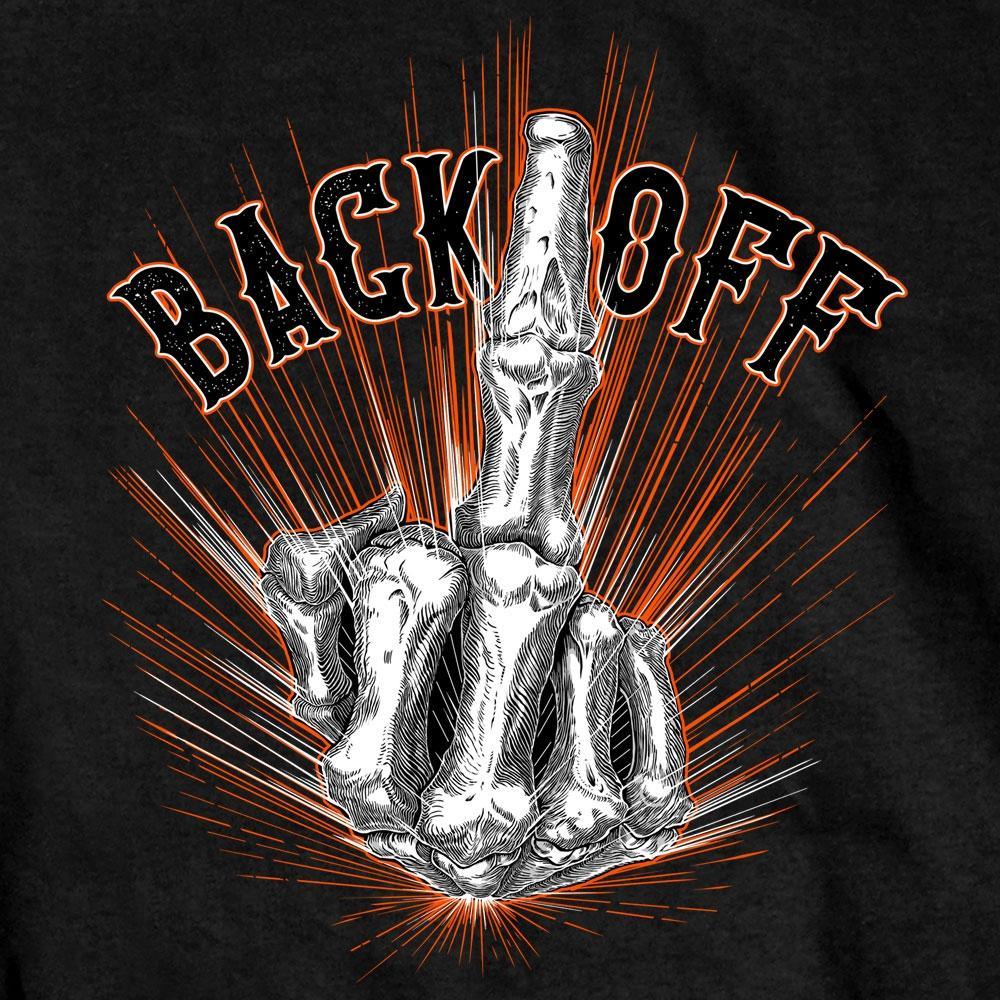 Hot Leathers Men's Back Off Bone Finger T-Shirt, Black - American Legend Rider